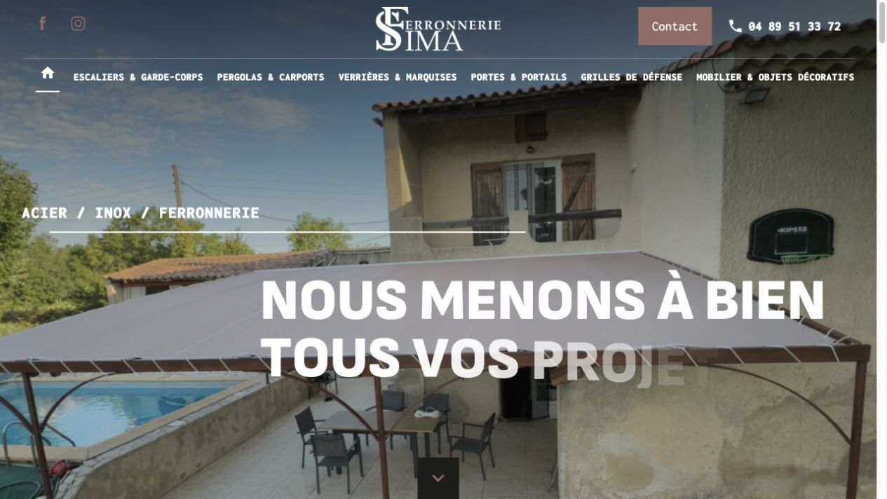 Capture du site de SIMA Ferronnerie