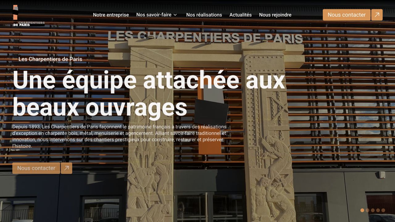 Capture du site de Les Charpentiers de Paris
