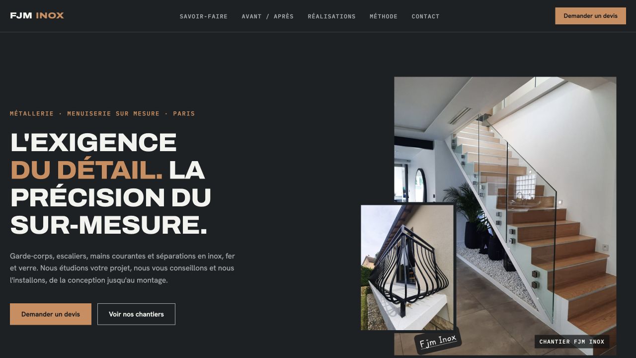 Capture du site de FJM Inox