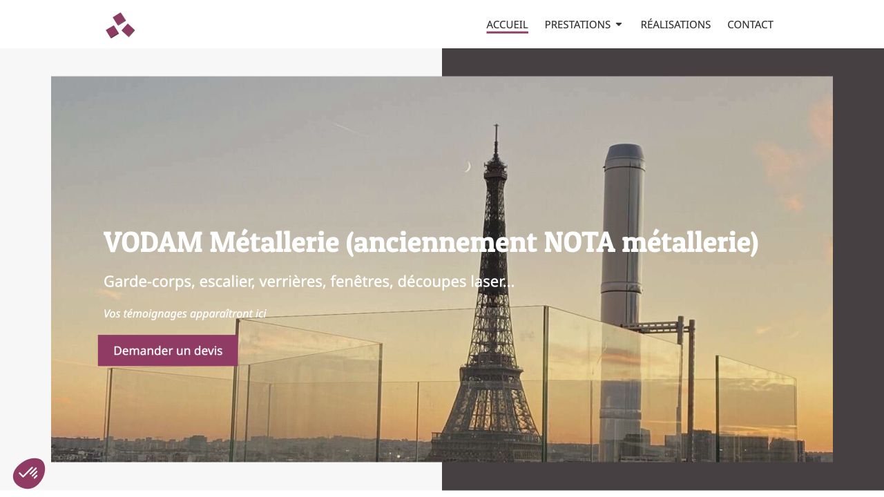 Capture du site de VODAM Métallerie