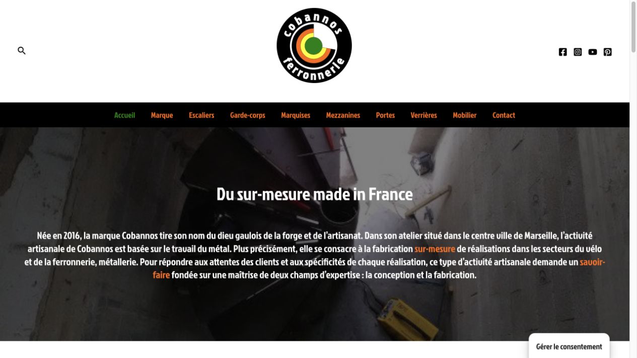 Capture du site de Cobannos Ferronnerie