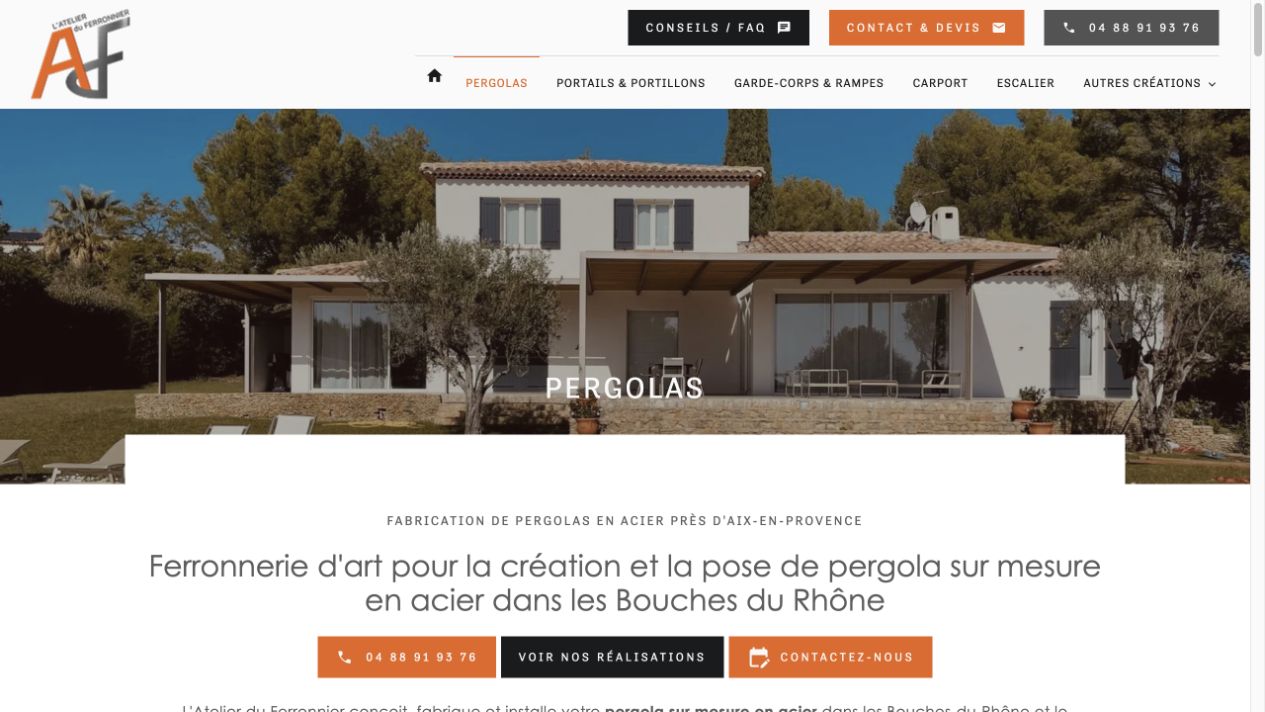 Capture du site de L’Atelier du Ferronnier