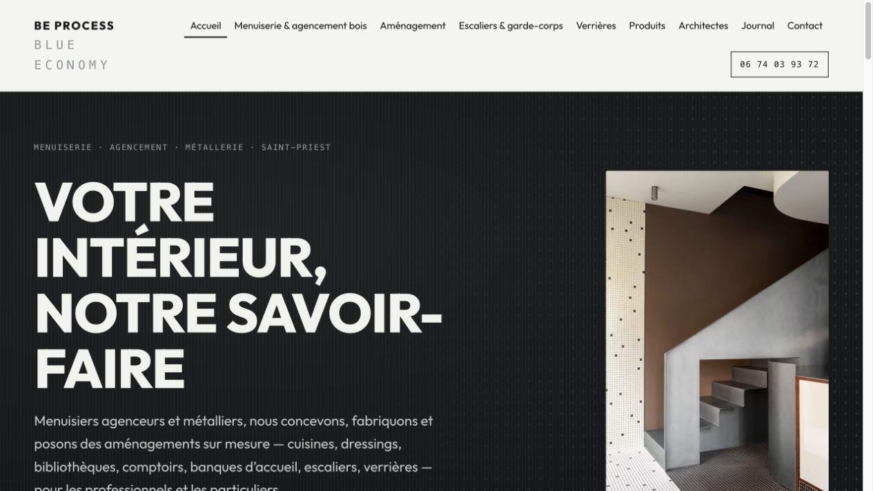 Capture du site de BE Process