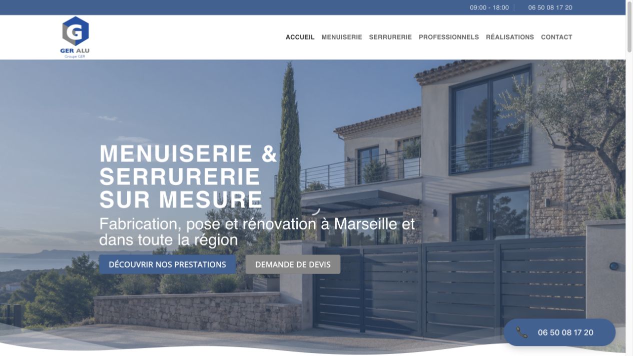 Capture du site de GER Alu